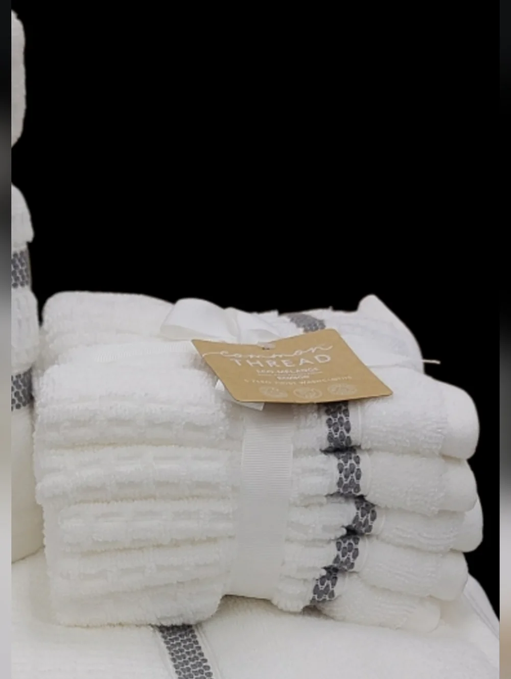 9 Piece Common Thread Bath Hand Washcloth Towel Set Gray White New